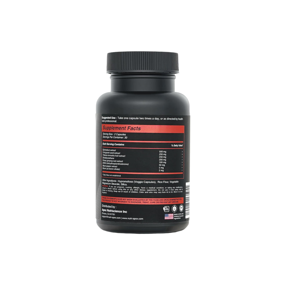 Close-up of Fenugreek, Tribulus terrestris, and Panax ginseng ingredients