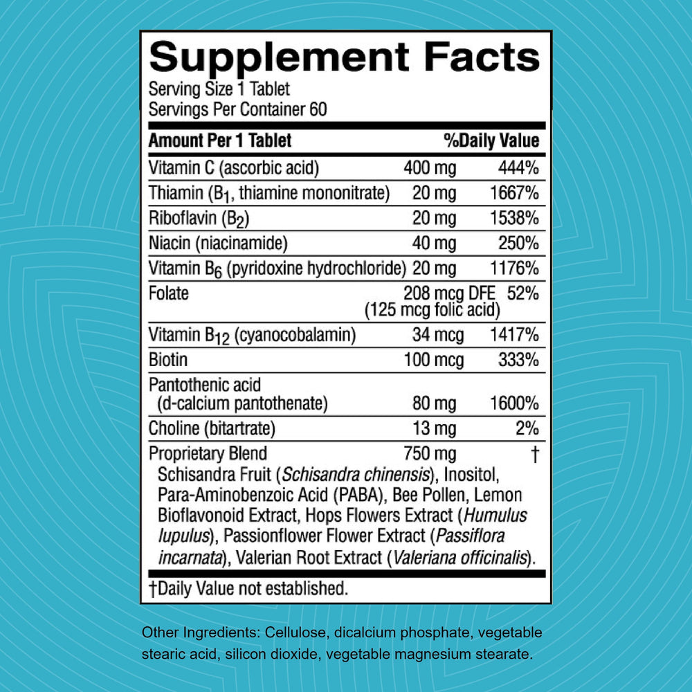 Nutri-Calm bottle back label with supplement facts