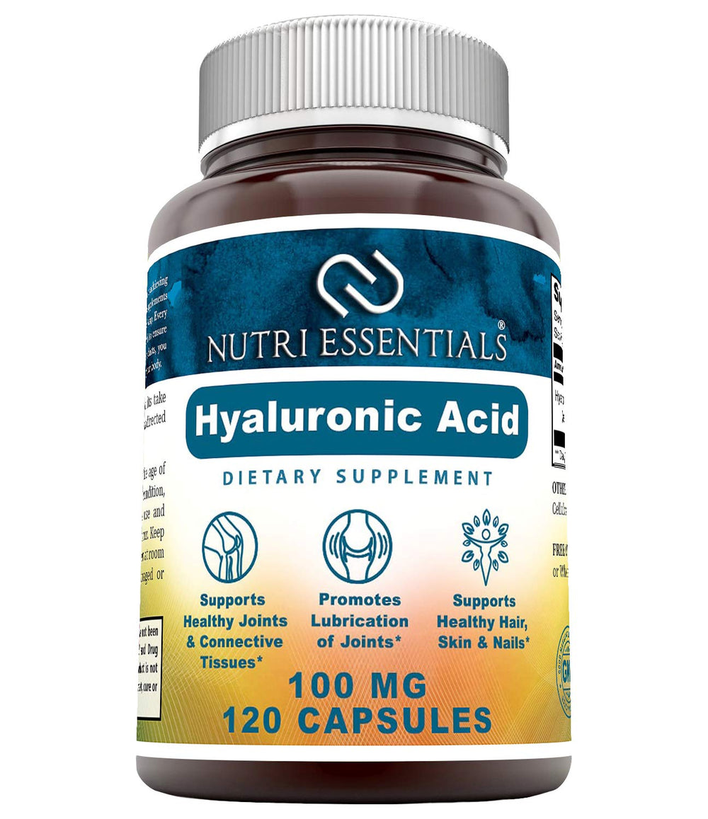 Nutri Essentials Hyaluronic Acid 100 mg bottle - front view