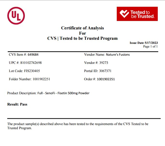 Nutri Fisetin product label