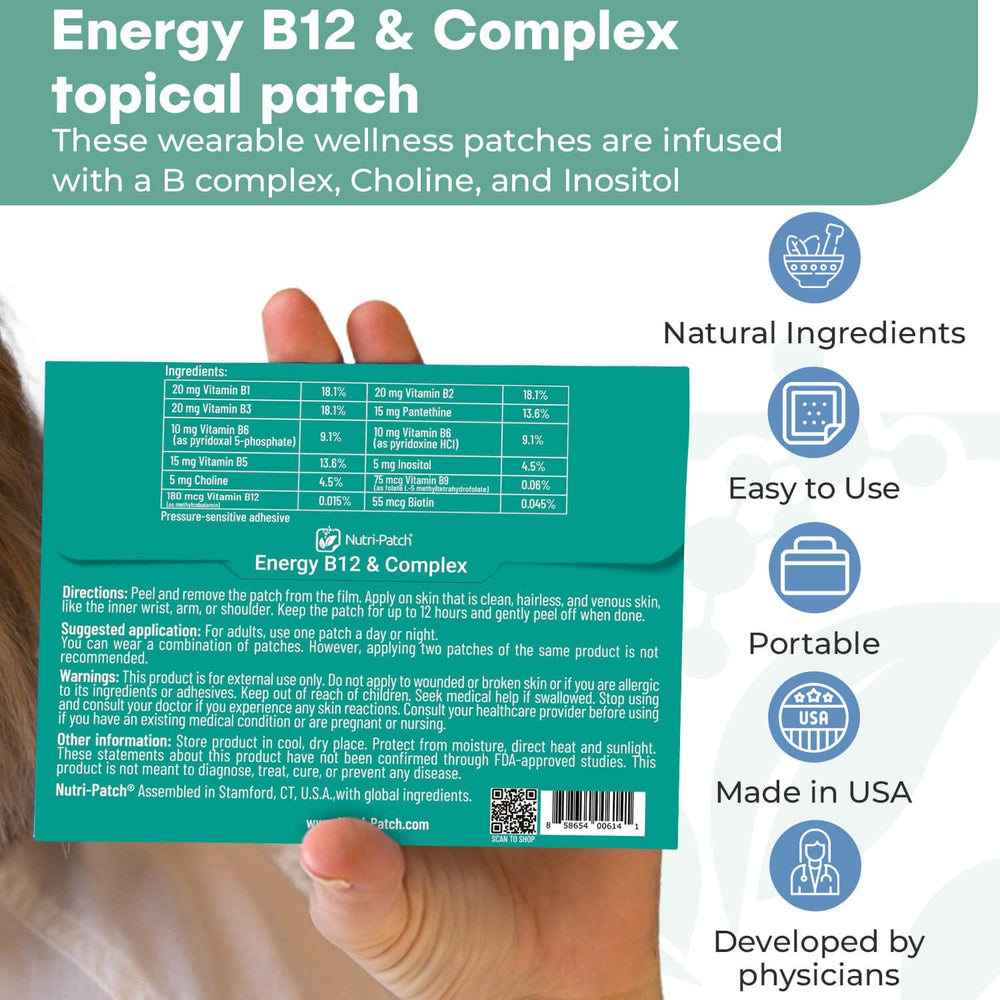 NUTRI-PATCH lifestyle image of patch on active user offering on-the-go supplementation