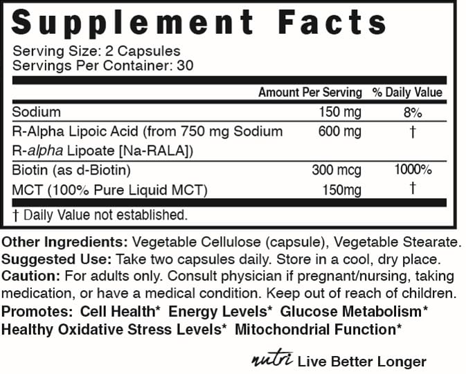 Back of bottle showing ingredients and GMP compliance
