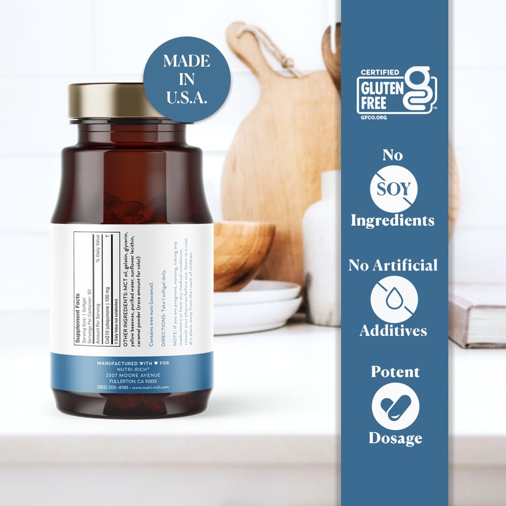 Supplement facts panel for CoQ10 softgels