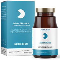 Nutri-Rich Omega-3 1210mg bottle and 60 softgels (hero image)
