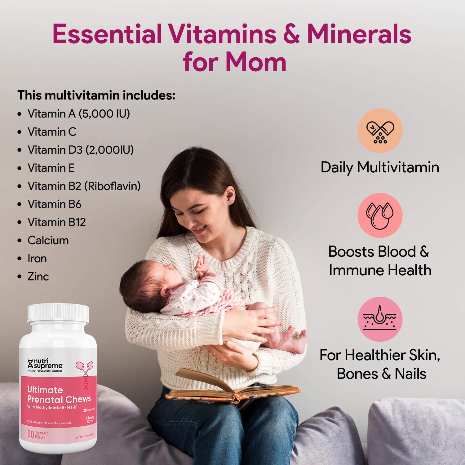 Nutri Supreme Prenatal Vitamin 90-count packaging