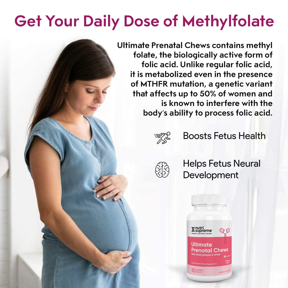 Nutrition facts panel for Nutri Supreme Prenatal Vitamin