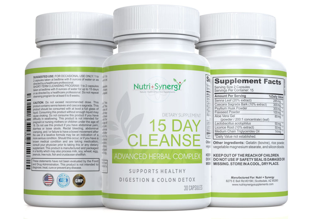 Nutri + Synergy 15 Day Cleanse packaging and bottles