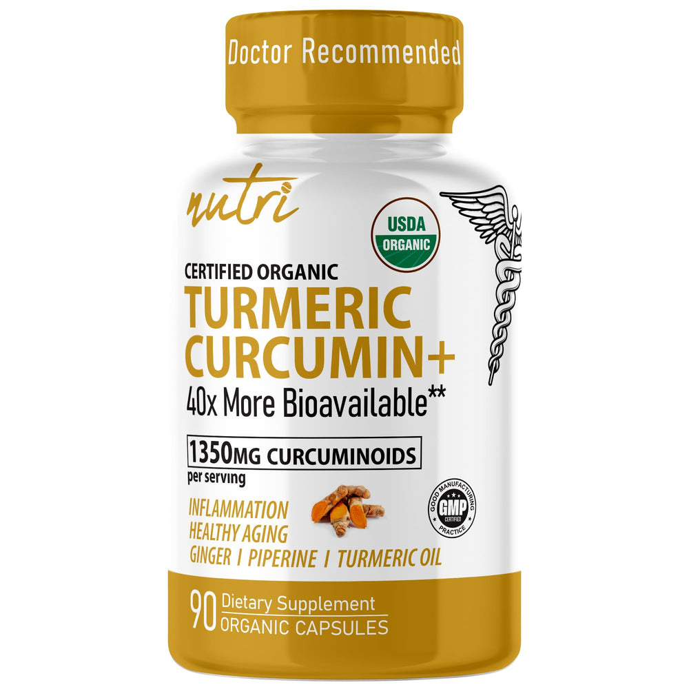 Nature's Fusions Nutri Organic Turmeric Supplement bottle and packaging