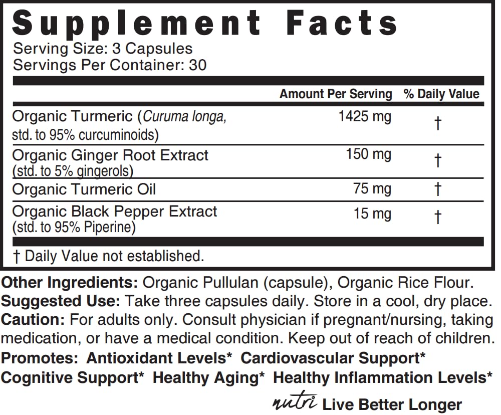 USDA Organic certification label for Nutri Turmeric Curcumin