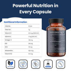 60 liquid capsules bottle of Nutri11 Omega-3 supplement