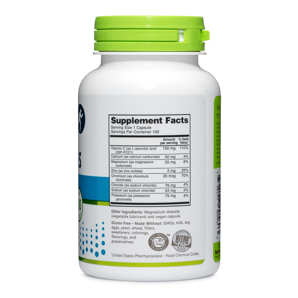 Ingredients label for NutriBiotic Essential Electrolytes