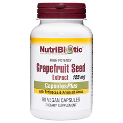 NutriBiotic Grapefruit Seed Extract Capsules Plus bottle on white background