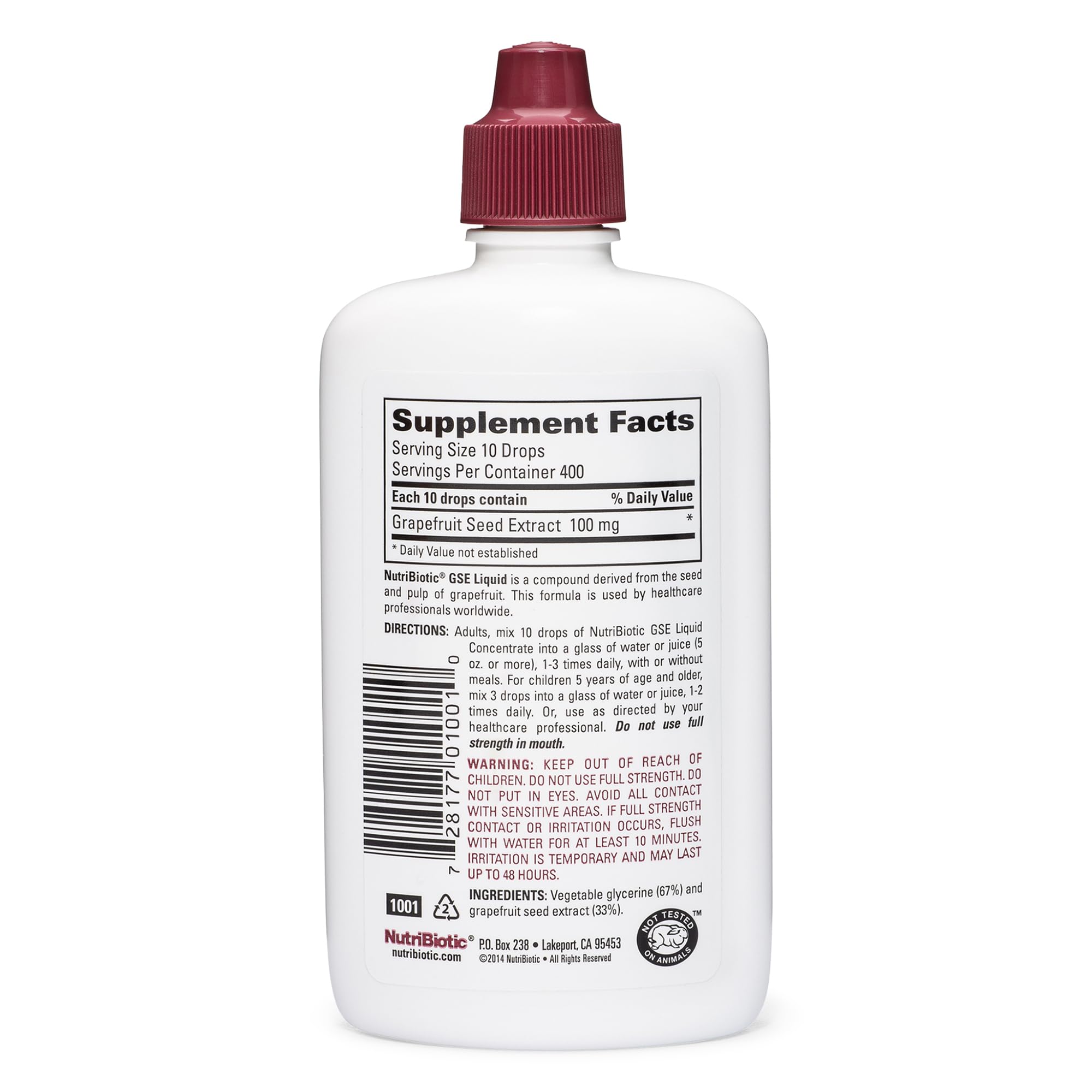 NutriBiotic GSE liquid bottle label