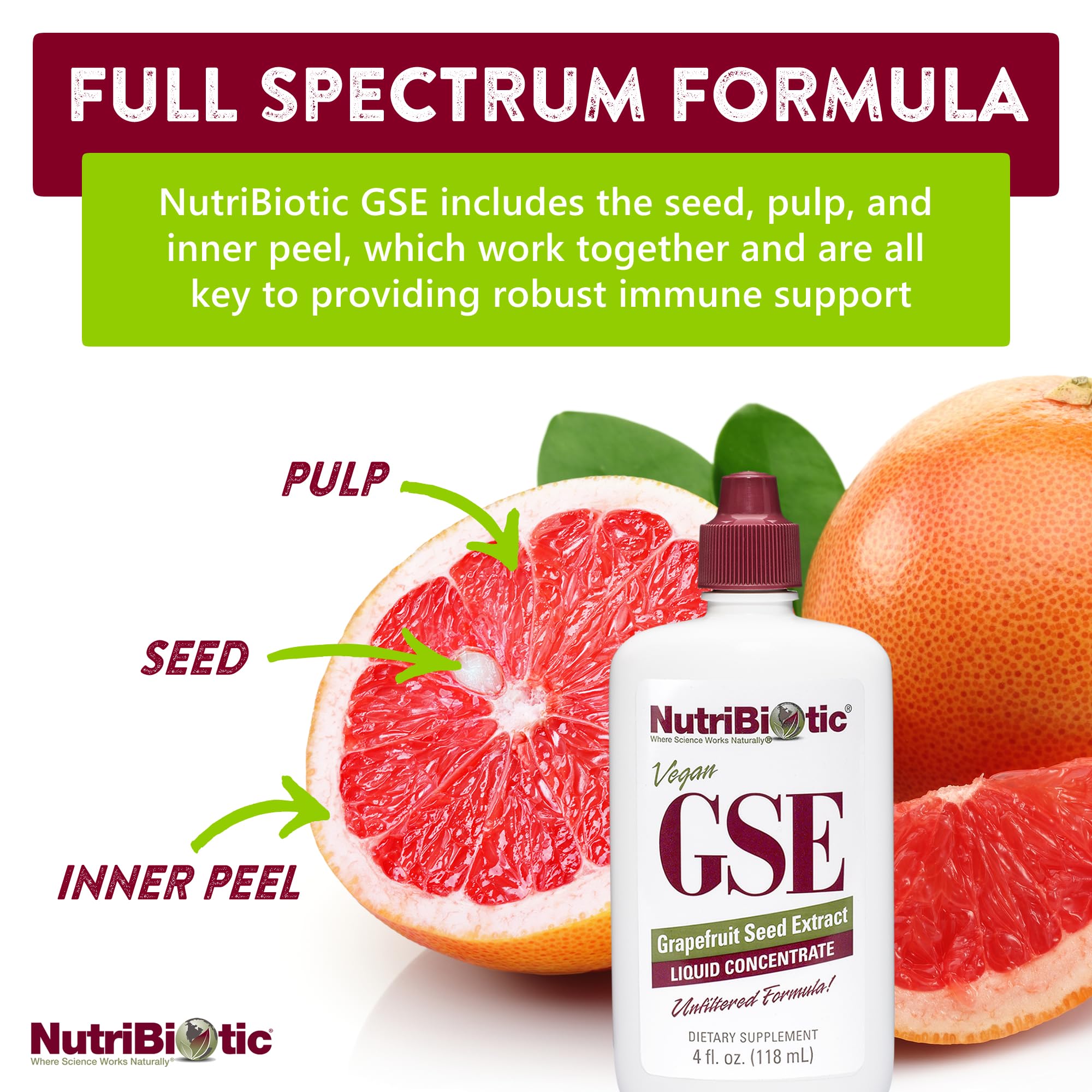 GSE formula includes grapefruit pulp seeds and rind