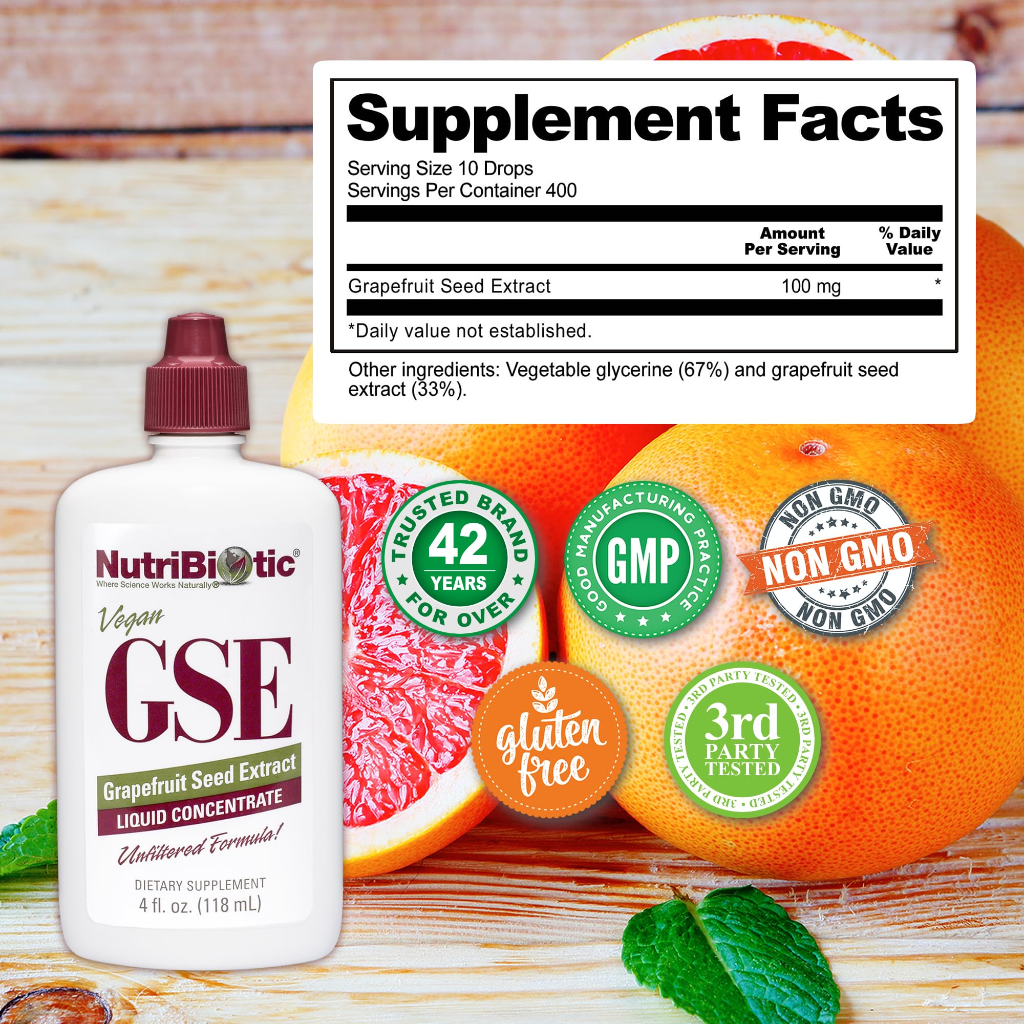 Vegan, gluten-free, non-GMO NutriBiotic packaging