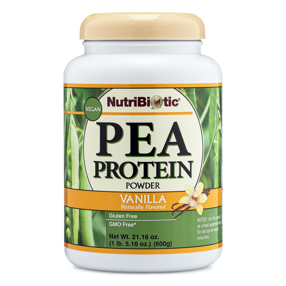 NutriBiotic Pea Protein Vanilla 21 oz front packaging