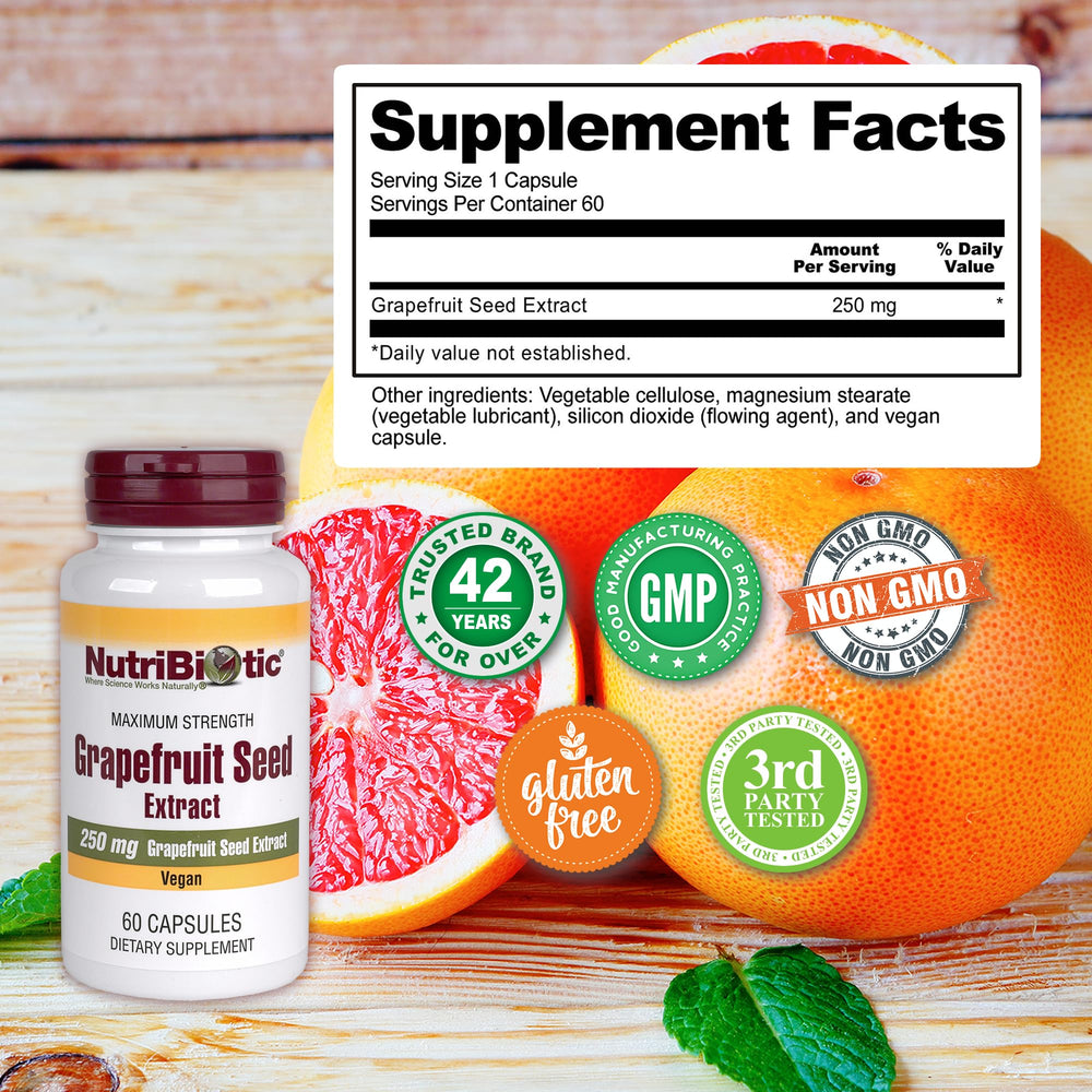 NutriBiotic Grapefruit Seed Extract packaging label