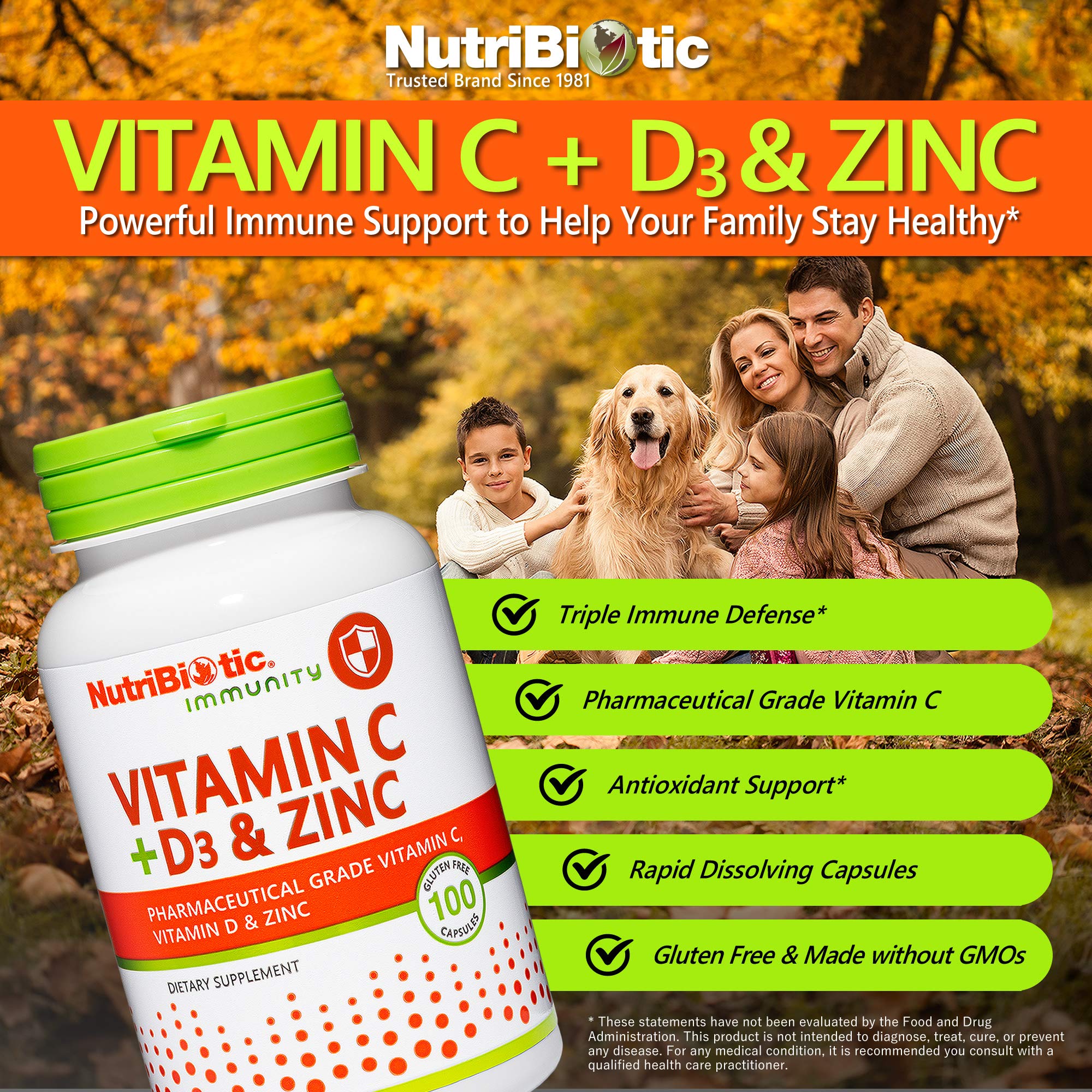 Close-up of Vitamin C + D3 & Zinc capsules