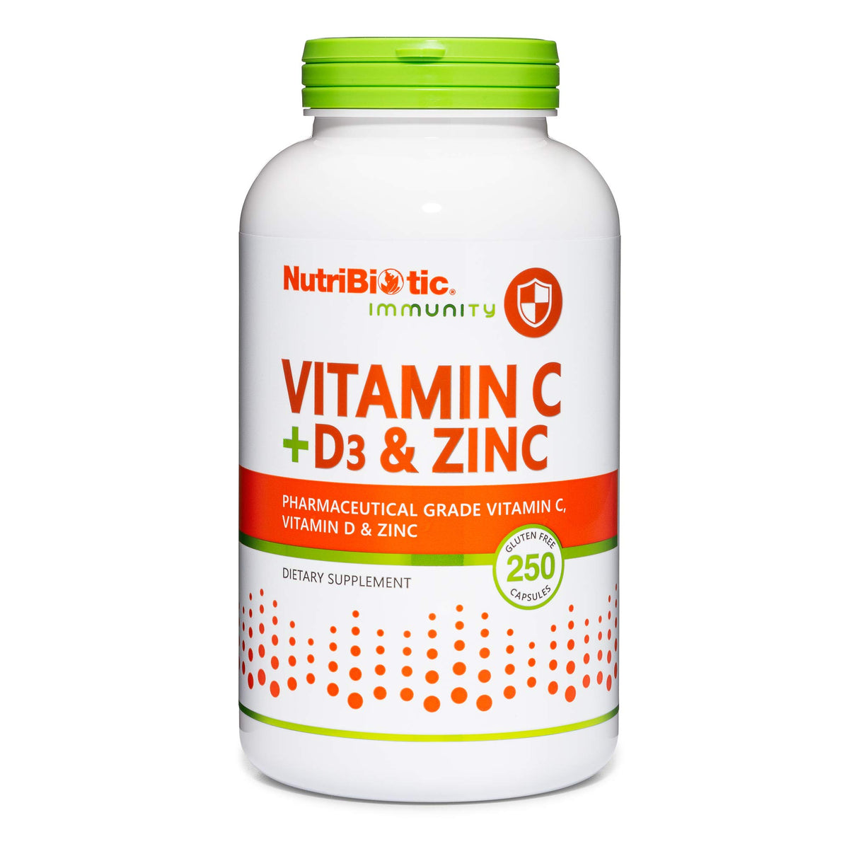 NutriBiotic Vitamin C + D3 & Zinc bottle – front view