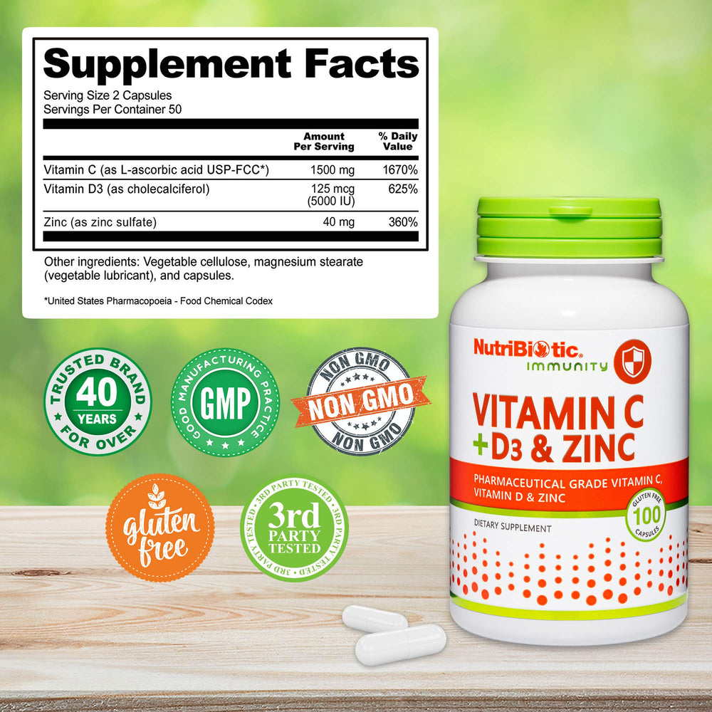 NutriBiotic bottle with supplement facts on the label