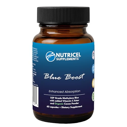 Close-up of label showing 12 mg Methylene Blue USP Reference Compliant