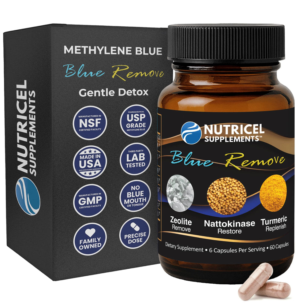 Nutricel Methylene Blue Capsules label and bottle