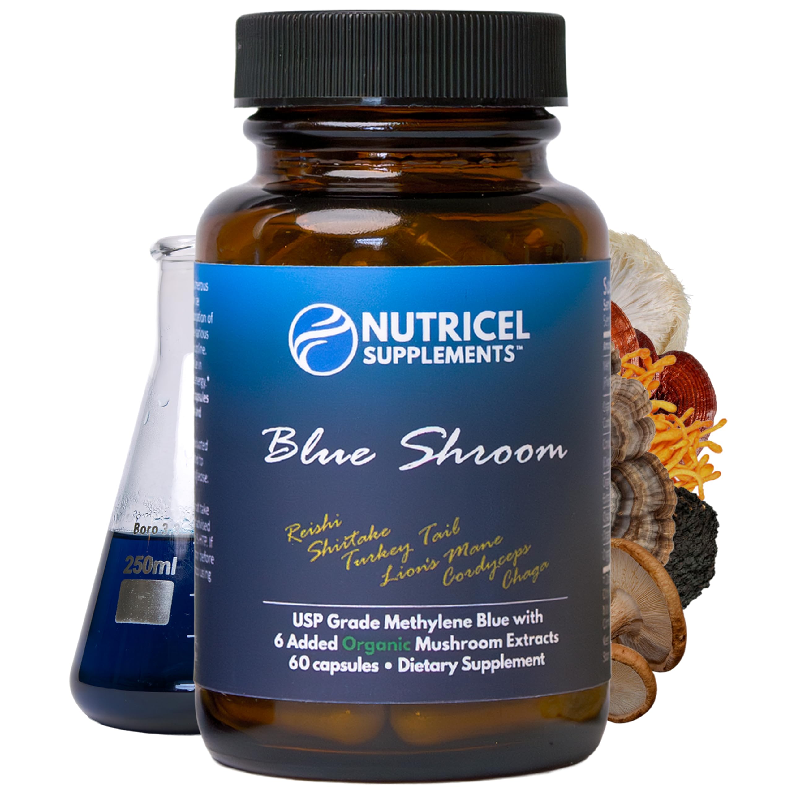 Nutricel Methylene Blue Capsules bottle and label