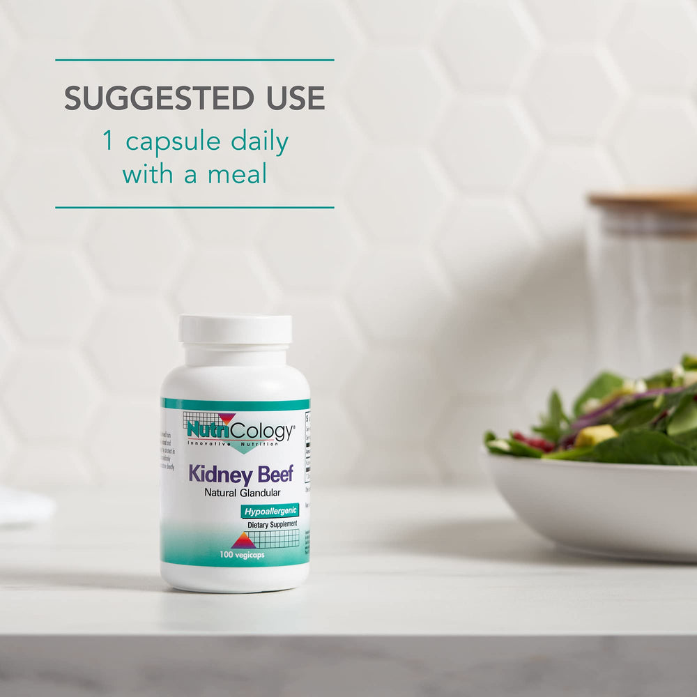 500 mg per capsule of Nutricology kidney beef supplement
