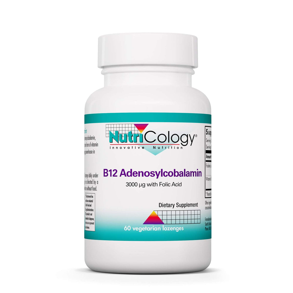 Nutricology B12 Adenosylcobalamin bottle with 60 lozenges