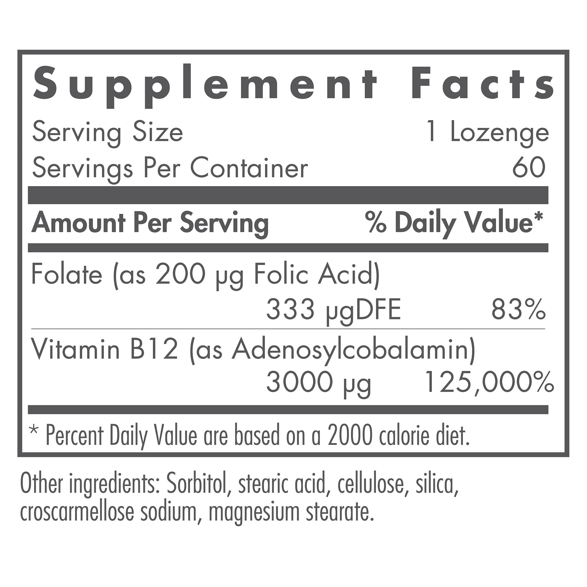 Front label of Nutricology B12 Adenosylcobalamin with Folic Acid