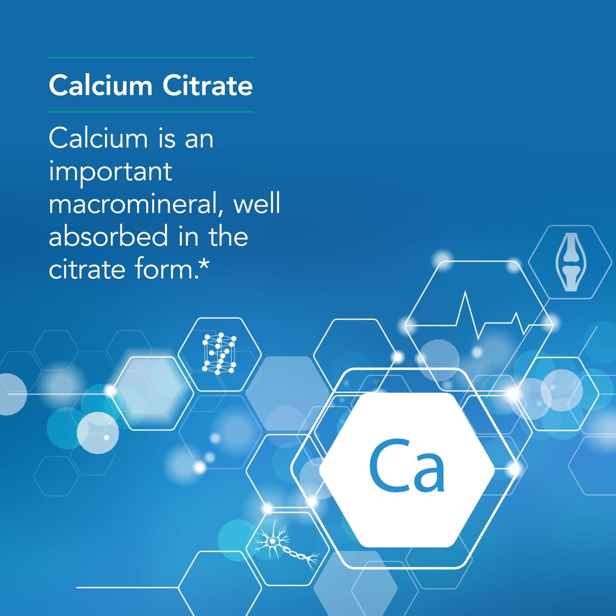 Nutricology Calcium Citrate packaging on shelf emphasizing well-absorbed formula.