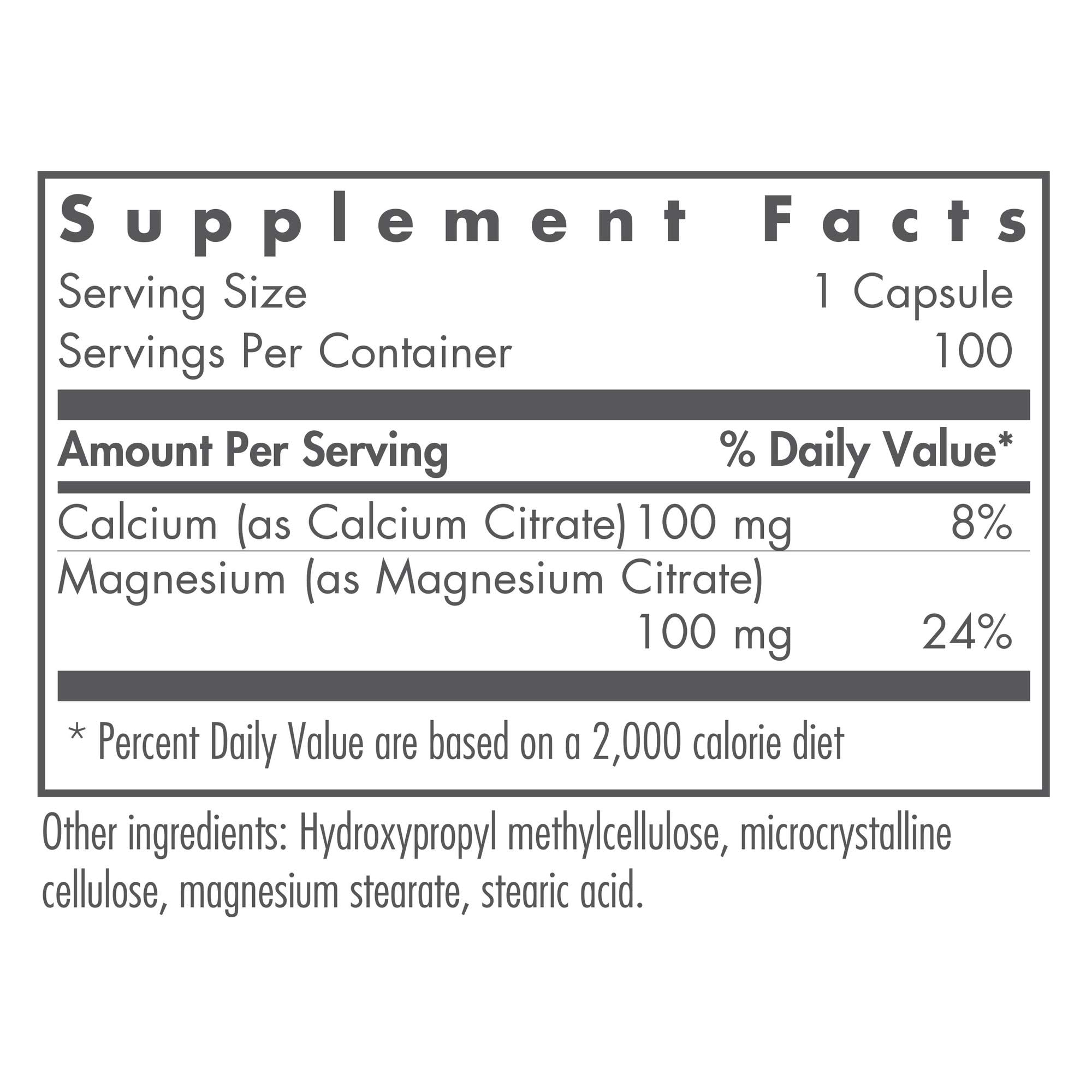 Close-up of calcium magnesium citrate capsules