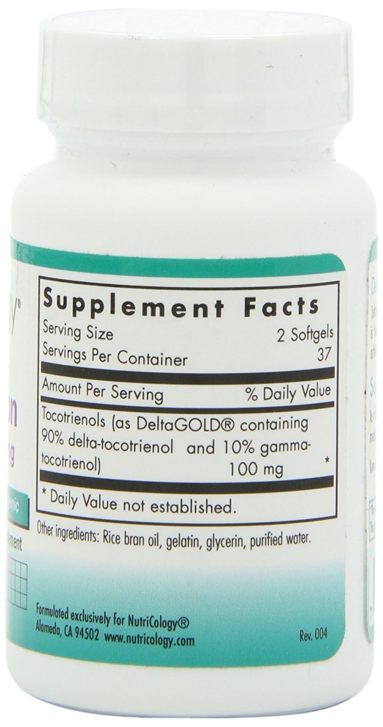 Close-up of Nutricology Delta-Fraction Tocotrienols label