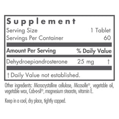Close-up of scored Nutricology DHEA 25mg tablet