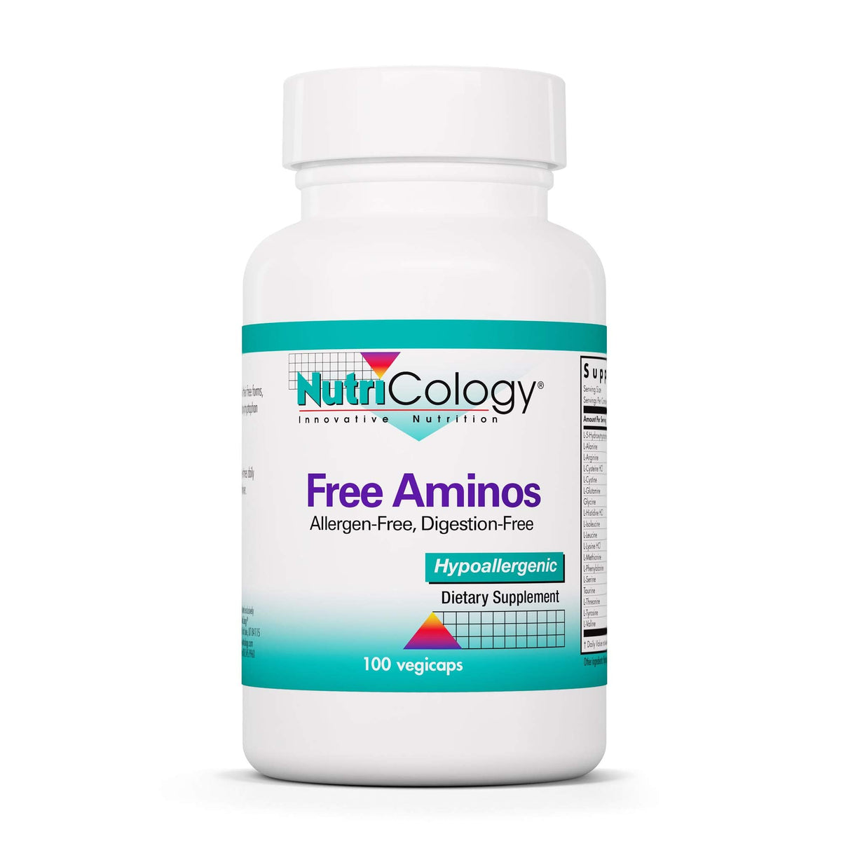 Nutricology Free Aminos supplement bottle on white background