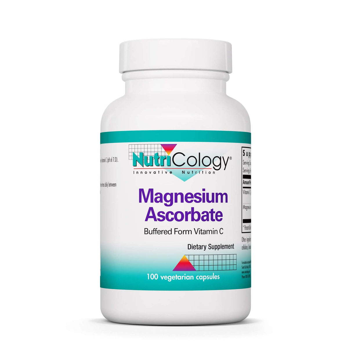 Nutricology Magnesium Ascorbate supplement bottle – 100 count