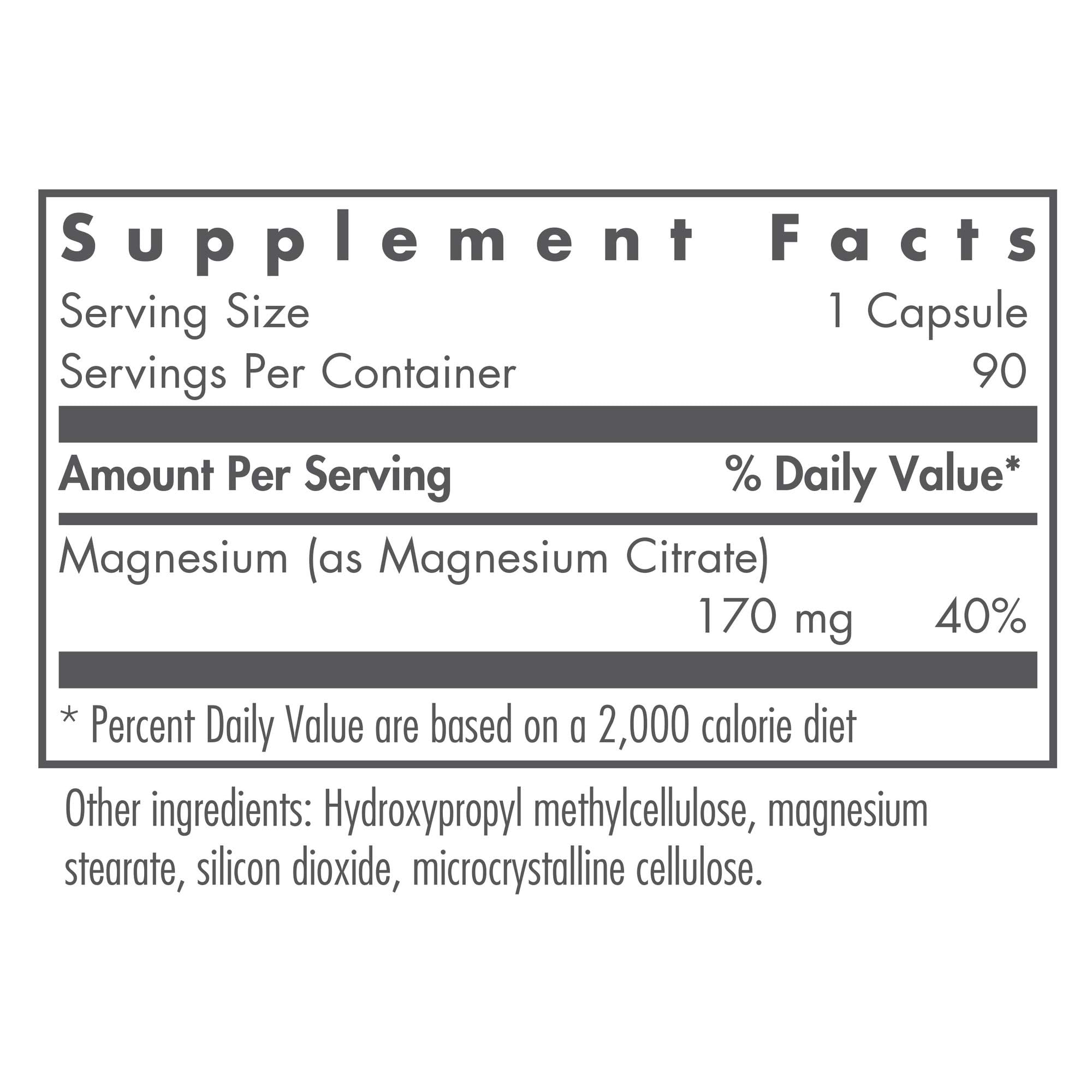 Bottle with label and cap of Nutricology Magnesium Citrate