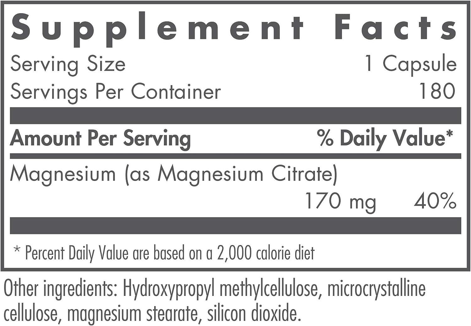Close-up of nutrition facts showing 170 mg magnesium per capsule (image 2)
