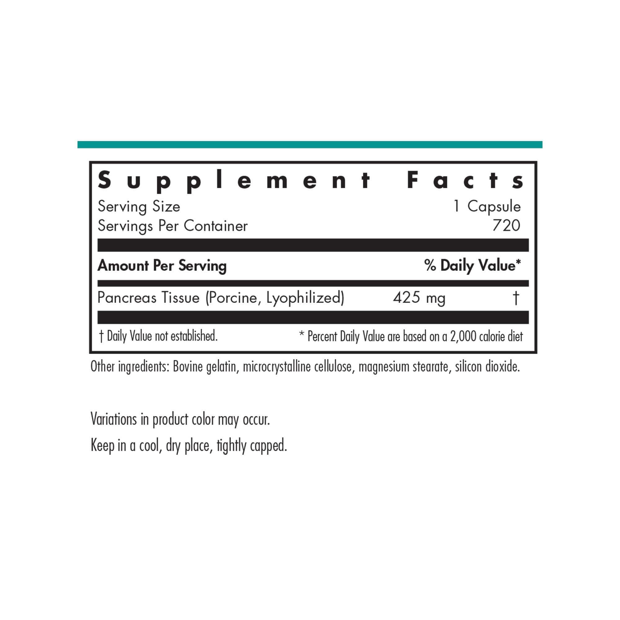 Close-up of freeze-dried pork pancreas tissue inside supplement