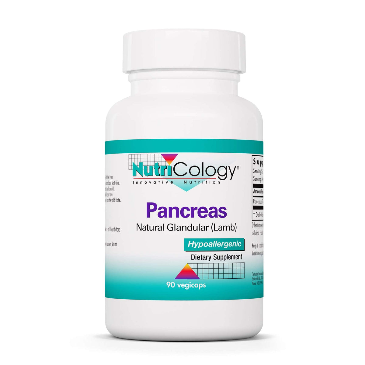 Nutricology Pancreas Lamb supplement bottle and label