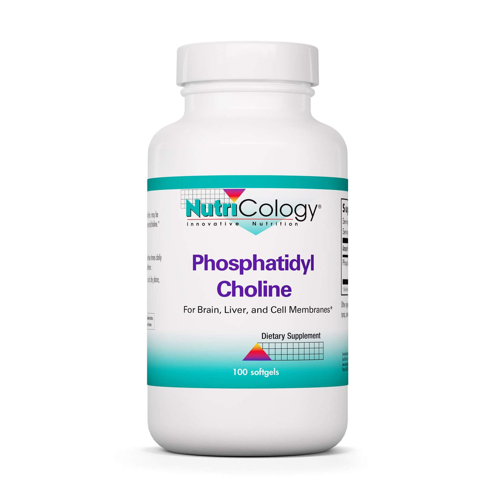 Front view of Nutricology phosphatidylcholine supplement bottle
