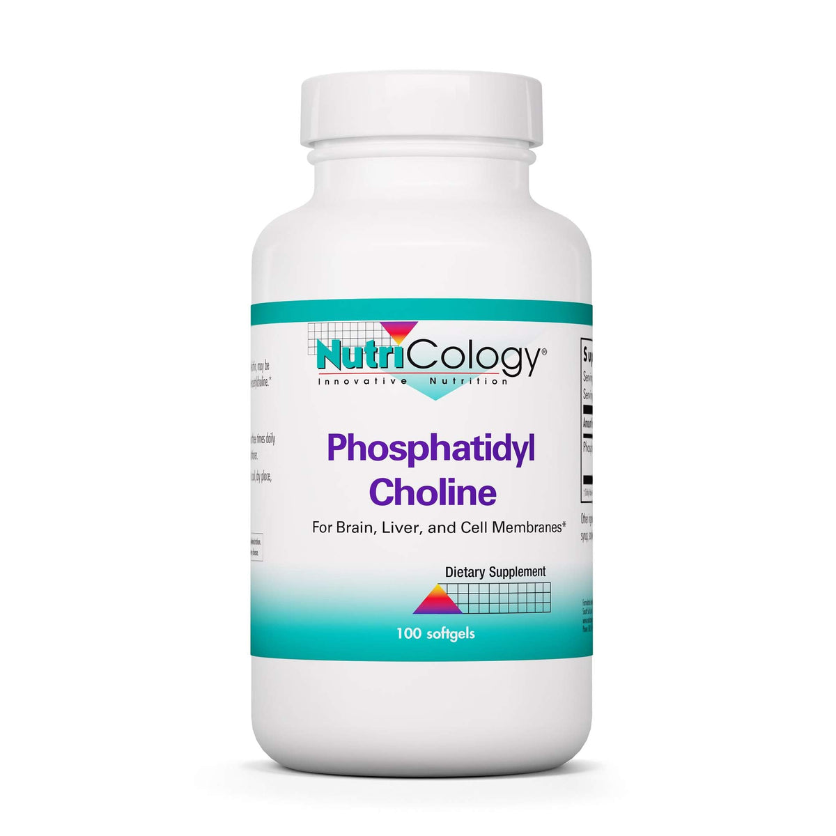 Front view of Nutricology phosphatidylcholine supplement bottle