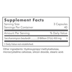 Bottle showing 120 vegetarian capsules in Nutricology Restore-Biotic