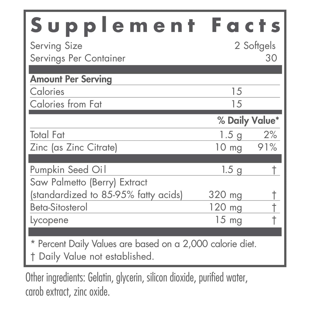 Bottle label for Nutricology Saw Palmetto Complex Softgels