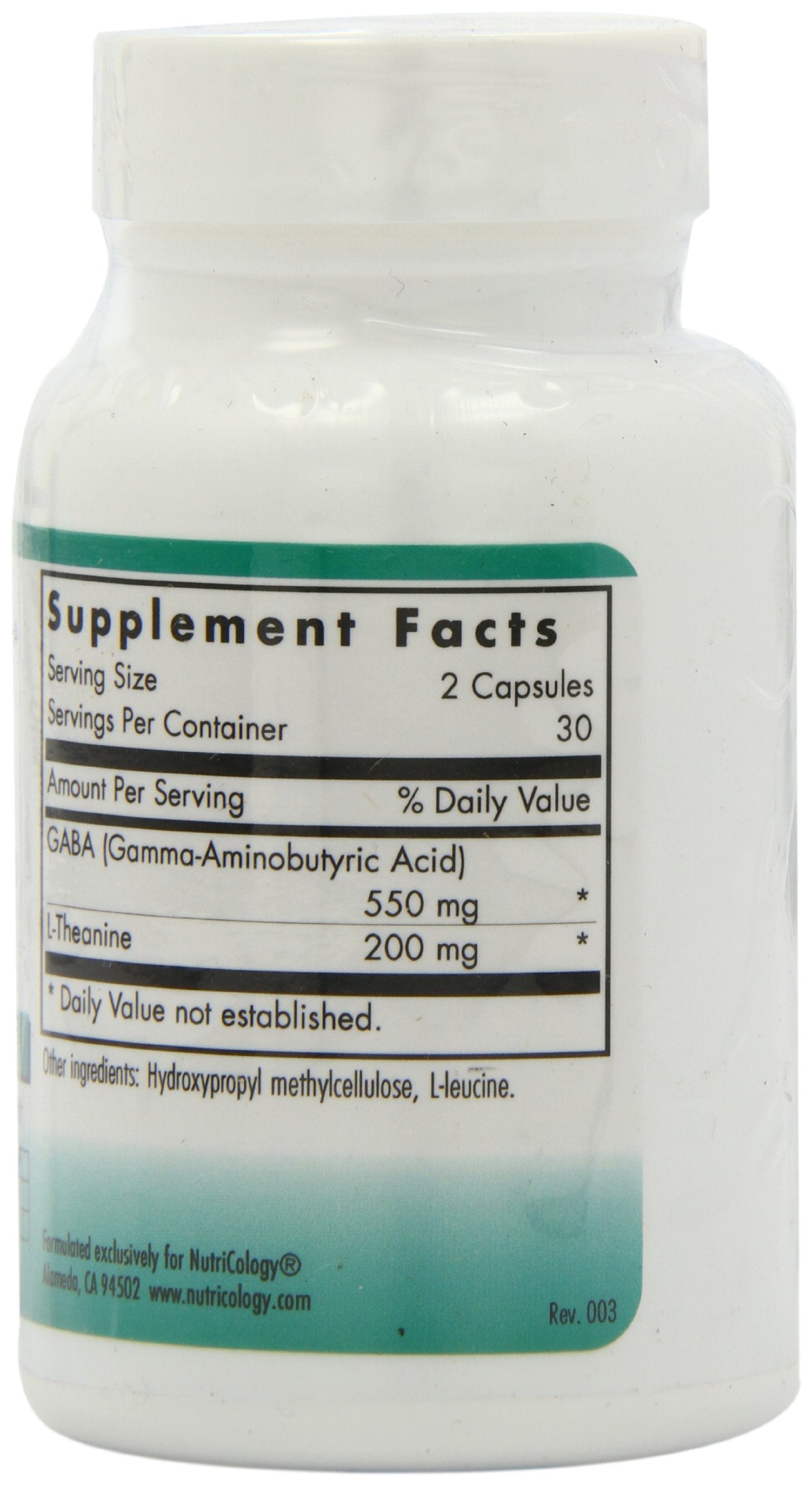 Graphic showing GABA (Gamma-Aminobutyric Acid) and L-Theanine ingredients