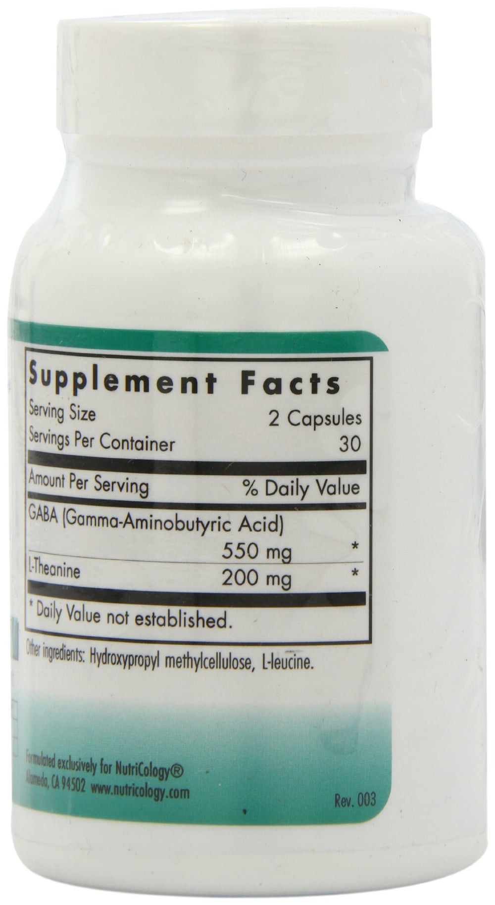 Graphic showing GABA (Gamma-Aminobutyric Acid) and L-Theanine ingredients
