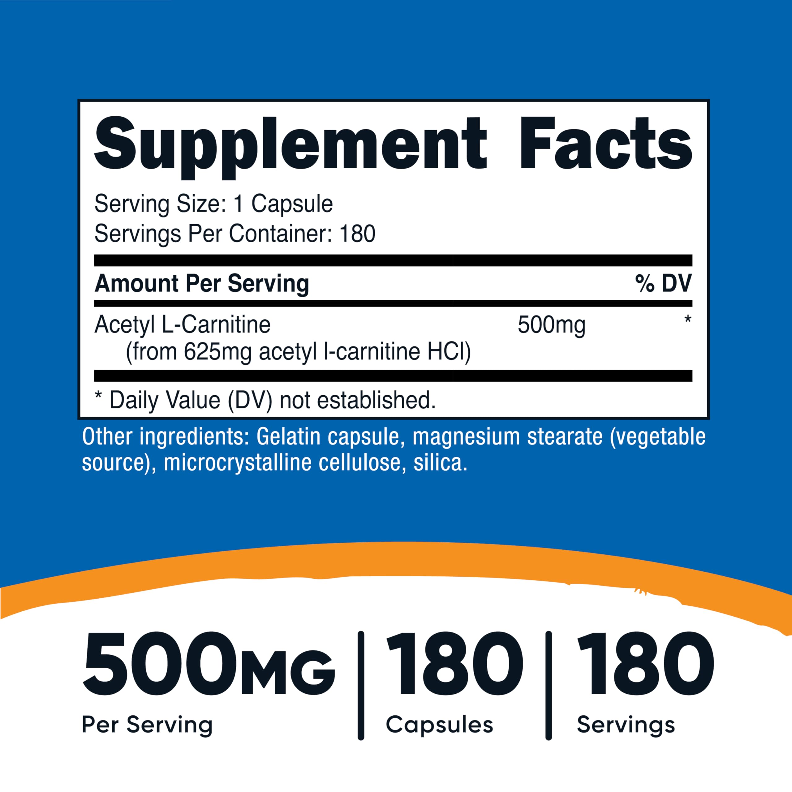 Close-up of Nutricost Acetyl L-Carnitine 500mg bottle