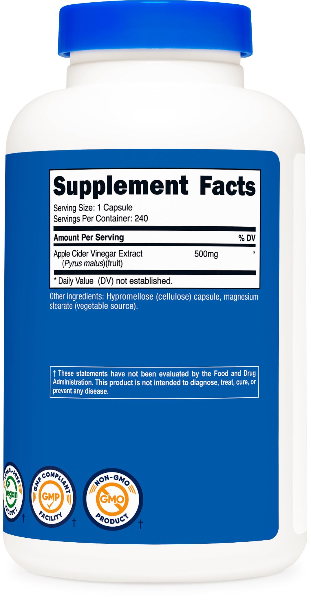 Serving size illustration for Nutricost Apple Cider Vinegar Capsules