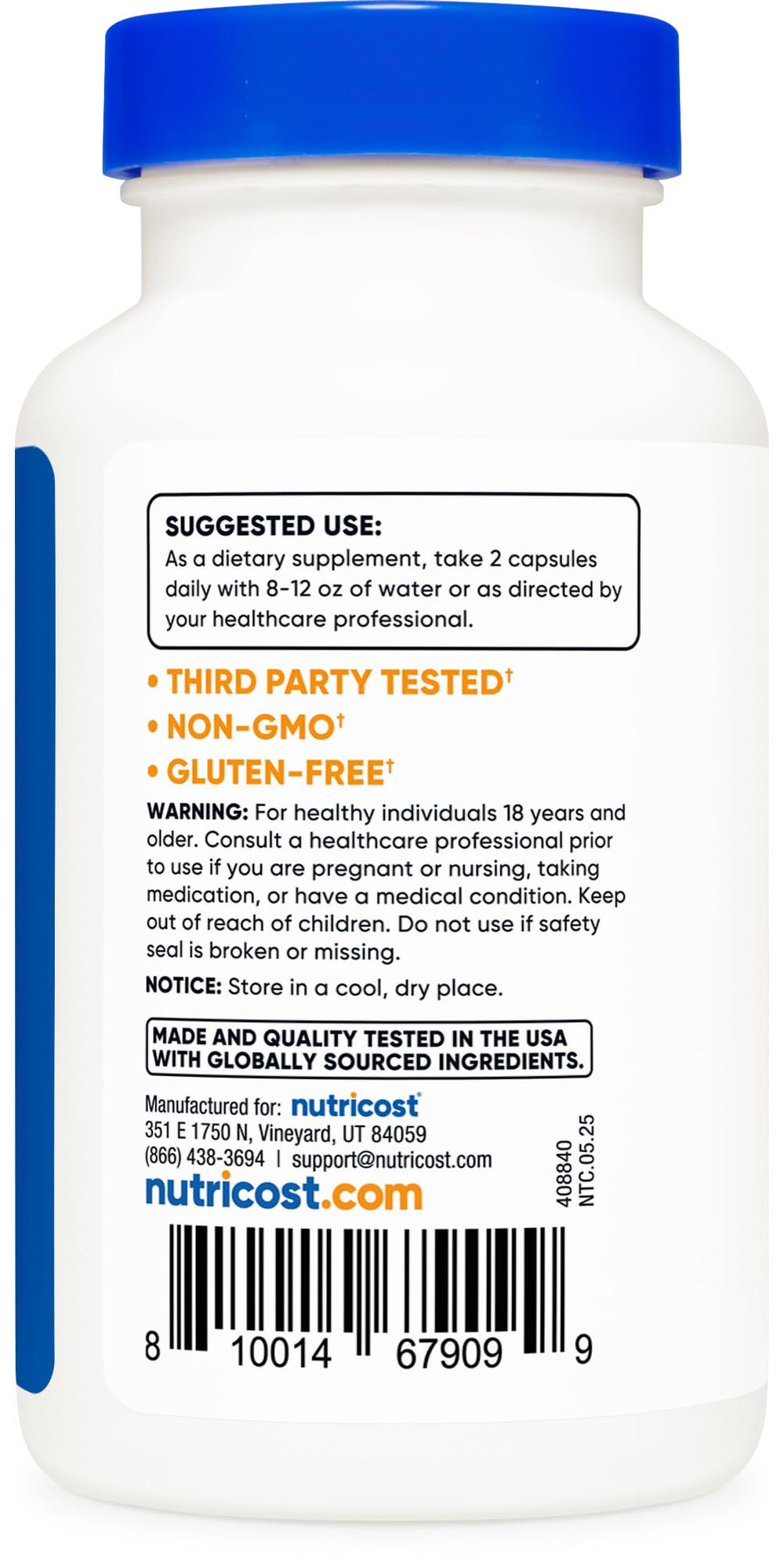 GMP compliant facility badge with Nutricost branding