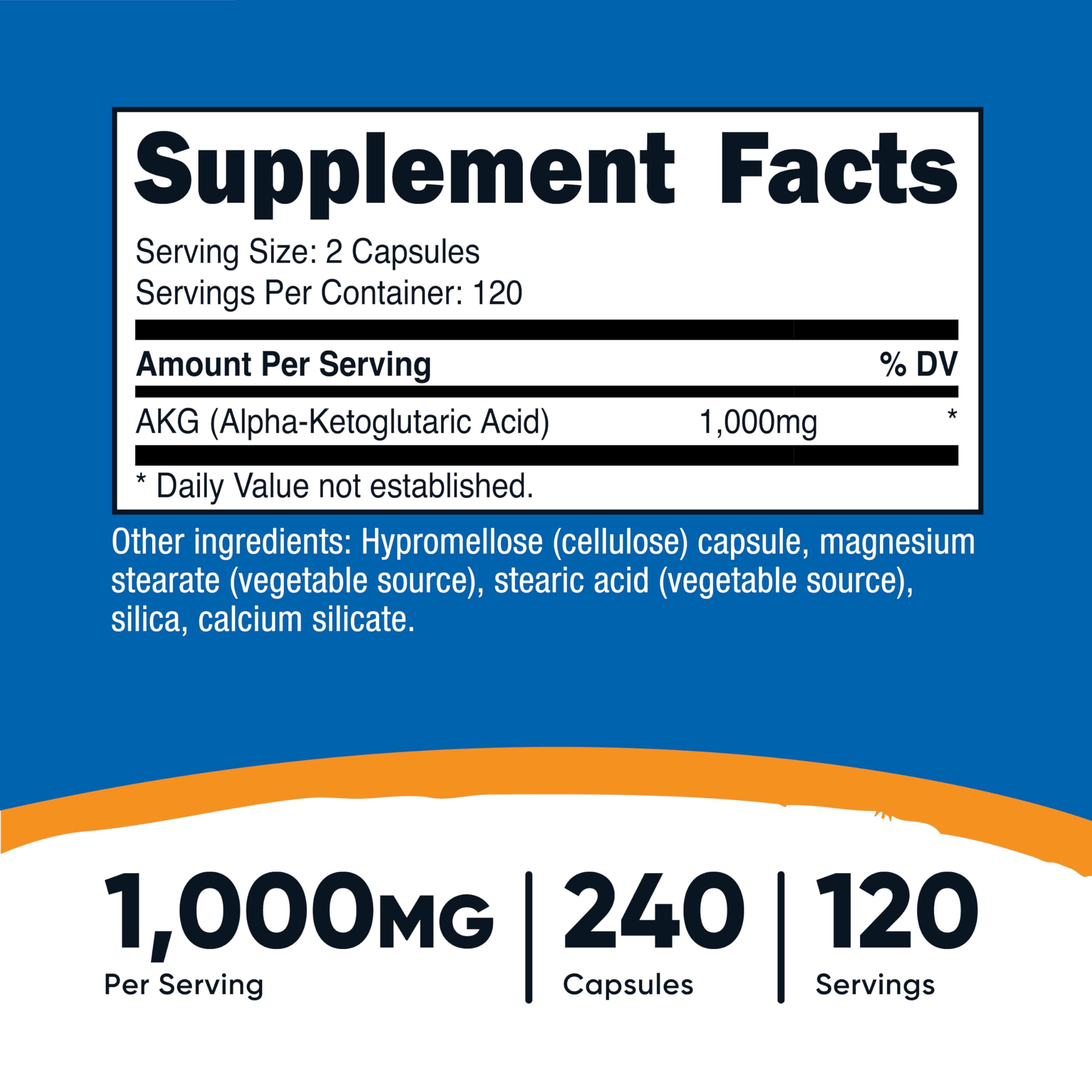 Bottle showing 120 servings per container